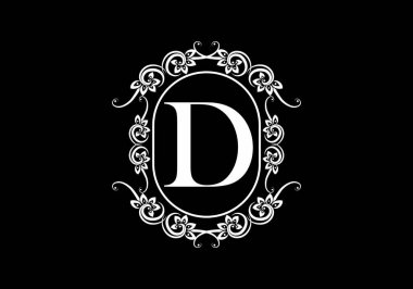 Klasik çerçeve tasarımında siyah ilk D harfi