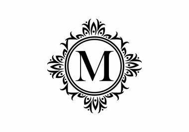 Klasik çerçeve tasarımında siyah M harfi