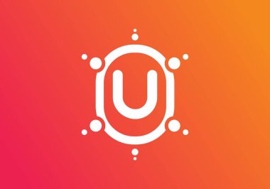 Oval çerçeve tasarımında U harfinin turuncu pembe gradyan rengi