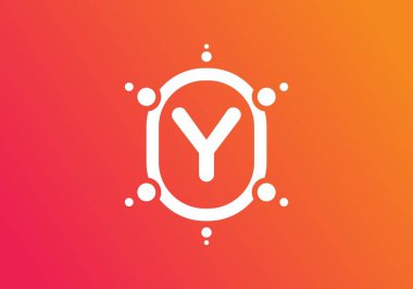 Oval çerçeve tasarımında Y 'nin turuncu pembe eğimli ilk harfi