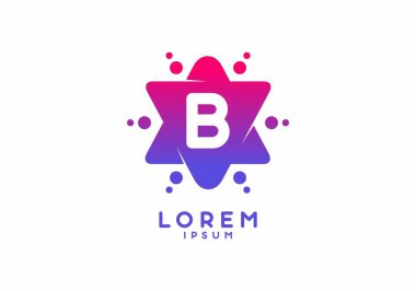 B 'nin pembe mavi gradyan rengi yıldız şeklindeki ilk harf