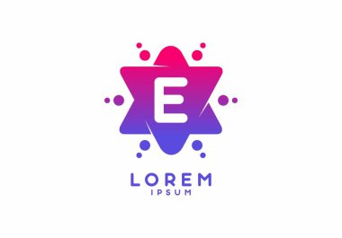 Yıldız şeklindeki E 'nin pembe mavi eğimli ilk harfi
