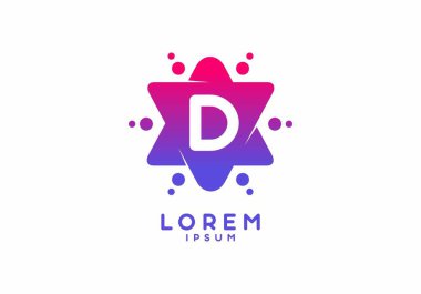 Yıldız şekli tasarımında ilk harf olan D 'nin pembe mavi gradyan rengi