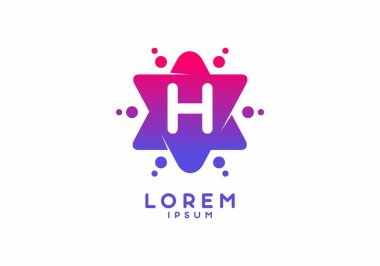 Yıldız şekli tasarımında H 'nin pembe mavi eğimli ilk harfi