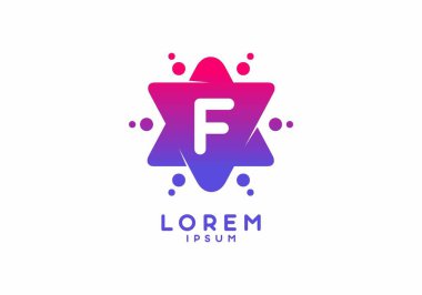 Yıldız şekli tasarımında ilk harf olarak F 'nin pembe mavi gradyan rengi