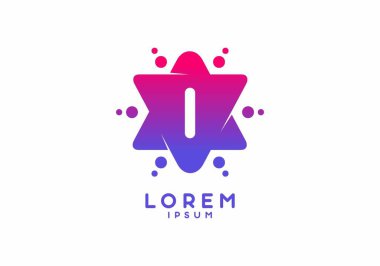 Yıldız şeklindeki I ilk harfinin pembe mavi gradyan rengi
