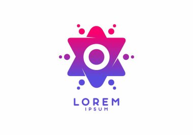 Yıldız şeklindeki ilk harf olan O 'nun pembe mavi gradyan rengi