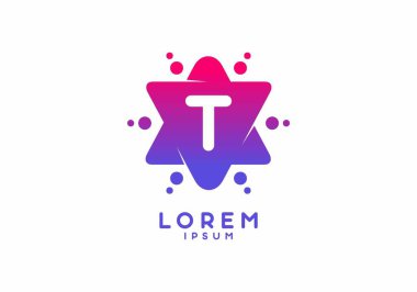 Yıldız şeklindeki T harfinin pembe mavi eğimli rengi