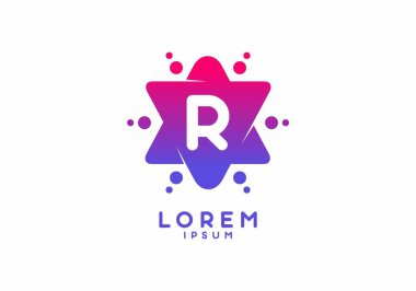 Yıldız şekli tasarımında R 'nin pembe mavi eğimli ilk harfi