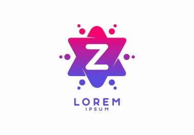 Yıldız şekli tasarımında Z 'nin pembe mavi eğimli ilk harfi
