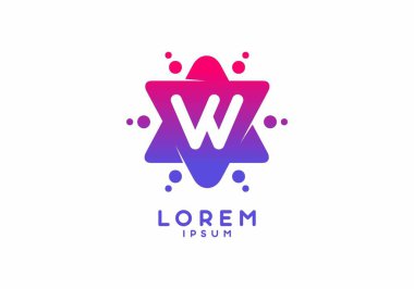 Yıldız şekli tasarımında W 'nin pembe mavi eğimli ilk harfi