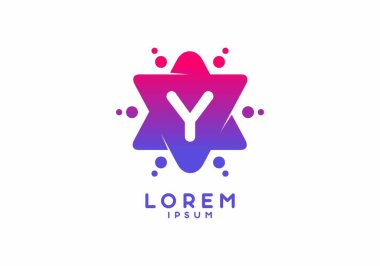 Yıldız şekli tasarımında Y 'nin pembe mavi eğimli ilk harfi