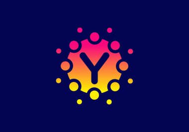 Eşsiz daire tasarımında Y 'nin ilk harfinin sarı pembe gradyan rengi