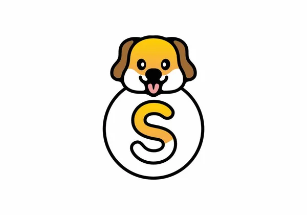Χαριτωμένο Κεφάλι Σκύλου Αρχικό Σχέδιο Γράμμα — Διανυσματικό Αρχείο