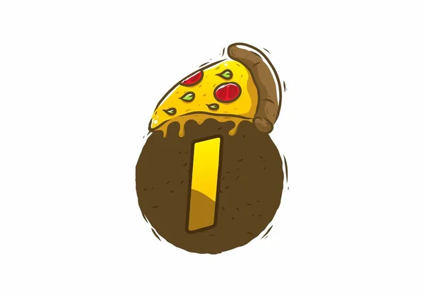 Yellow Brown Pizza Slice Initial Letter Design — Vector de stock