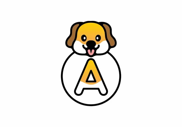 Cute Dog Head Initial Letter Design — Archivo Imágenes Vectoriales