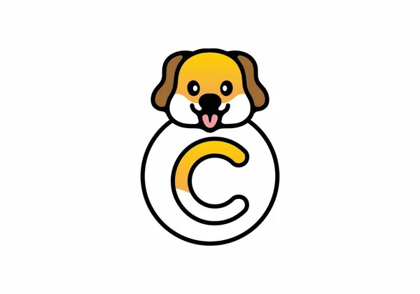 Cute Dog Head Initial Letter Design — Stock Vector