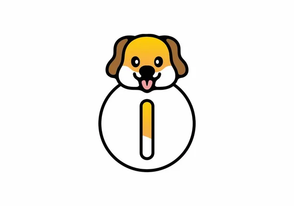 Cute Dog Head Initial Letter Design — Archivo Imágenes Vectoriales