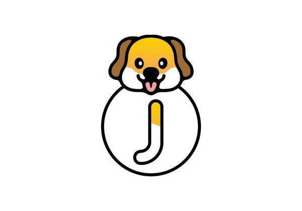 Cute Dog Head Initial Letter Design — Archivo Imágenes Vectoriales