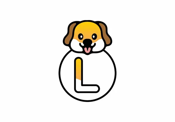 带有L开头字母设计的可爱的狗头 — 图库矢量图片