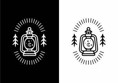 Açık hava fener tasarımı beyaz siyah çizgi sanatı