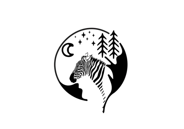 Linha Preta Arte Única Animal Design Tema Design Zebra —  Vetores de Stock