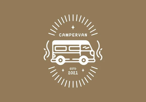 Коричнево Белый Цвет Дизайна Бейджа Campervan Line — стоковый вектор