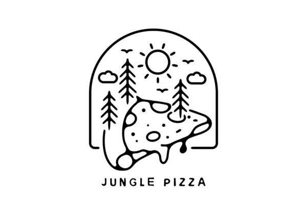 Linha Preta Ilustração Arte Design Pizza Selva —  Vetores de Stock
