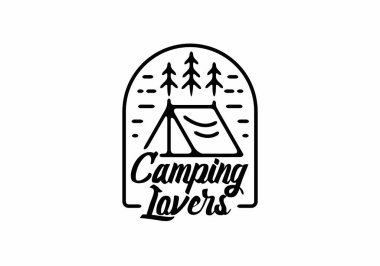 Kamp aşıkları çizgisi sanat rozeti tasarımı