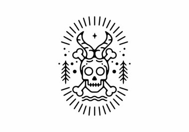 Kurukafa doğa çizgisi sanat rozeti tasarımı