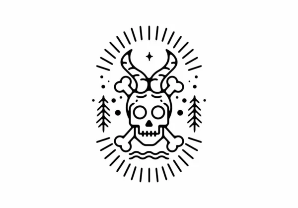 自然骷髅线条艺术徽章设计 — 图库矢量图片