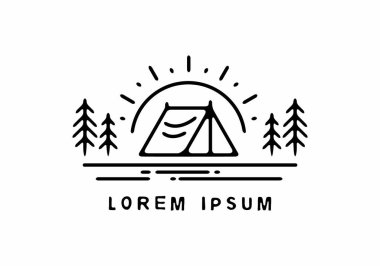 Kamp çadırı ve güneş hattı resim tasarımı