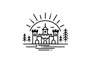 Krallık ve güneş hattı sanat rozeti tasarımı