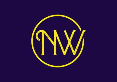 Çember dizaynında eski NW ilk harfi