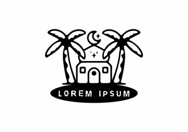 Palmiye çizgisi sanat tasarımı olan cami