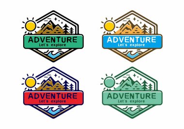 Renkli altıgen dağ illüstrasyon tasarımı