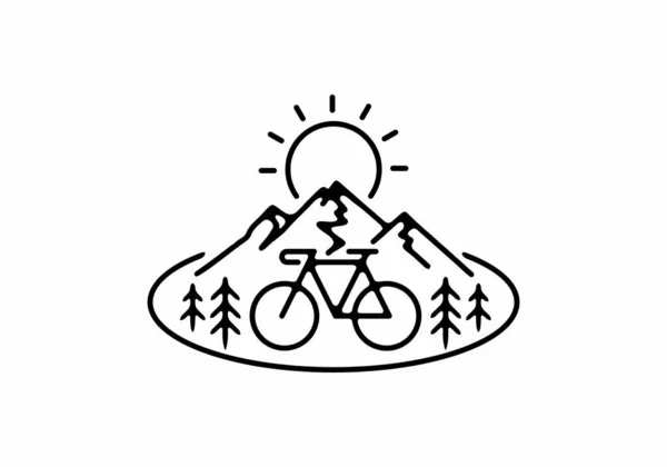Vélo Montagne Ligne Noire Art Design — Image vectorielle