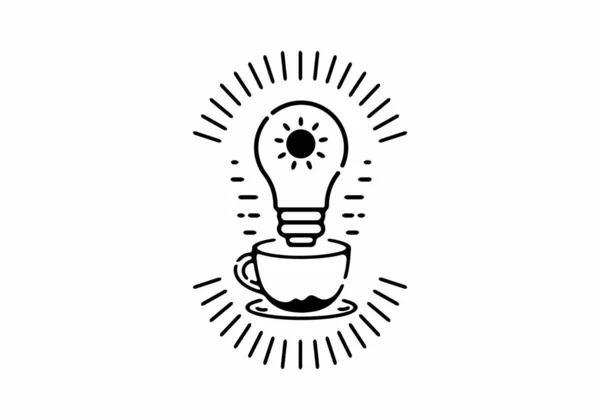 Black Line Art Illustration Coffee Bulb Lamp Design — 스톡 벡터