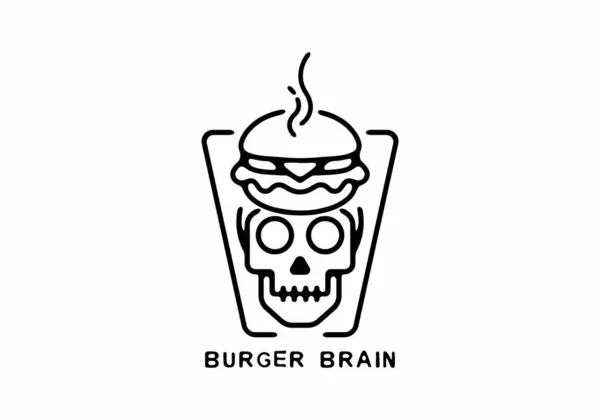 Burger Cerebro Línea Arte Ilustración Diseño — Vector de stock