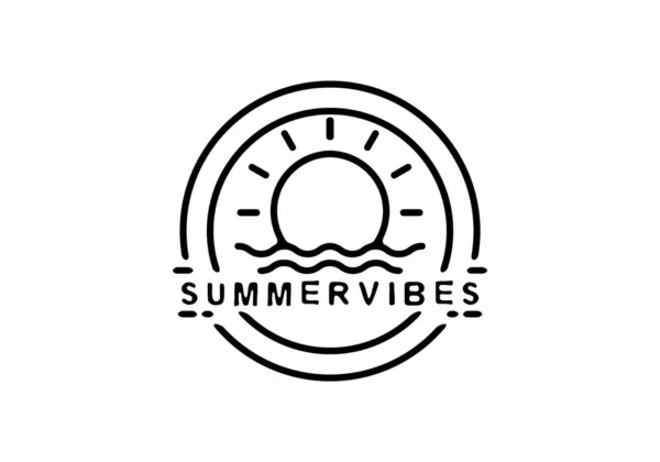 Summer Vibes Spiaggia Linea Arte Illustrazione Distintivo Design — Vettoriale Stock