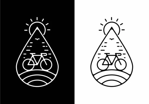 Noir Blanc Art Ligne Conception Vélo — Image vectorielle