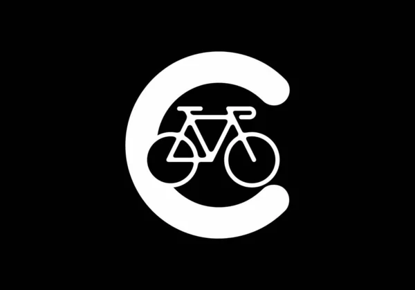 Couleur Noire Blanche Lettre Initiale Avec Vélo — Image vectorielle