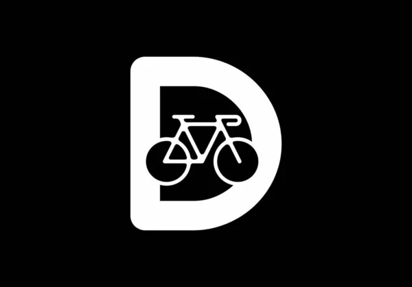 Couleur Noire Blanche Lettre Initiale Avec Vélo — Image vectorielle