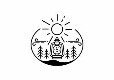 Orman hattındaki fener sanat çizimi tasarımı