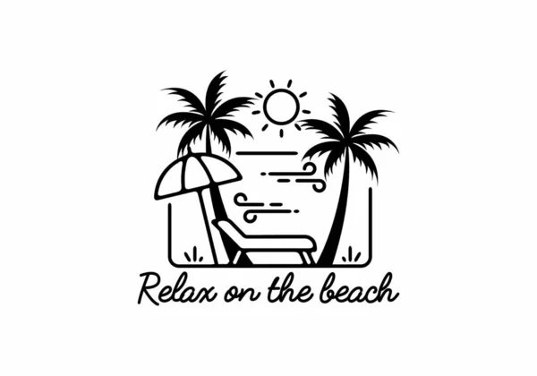 Relax Sulla Spiaggia Linea Arte Illustrazione Design — Vettoriale Stock