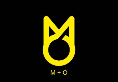 MO ilk harf tasarımının sarı siyahı