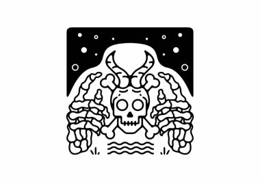 İskelet kafa ve el çizgisi resim tasarımı