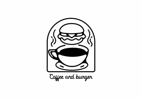 Μαύρη Γραμμή Τέχνη Εικονογράφηση Του Καφέ Και Burger Σχεδιασμό — Διανυσματικό Αρχείο