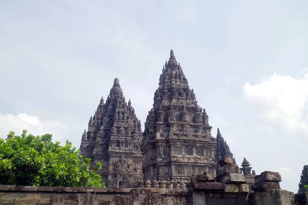 Yogyakarta Indonesia Mayo 2021 Edificio Histórico Del Templo Prambanan Con —  Fotos de Stock