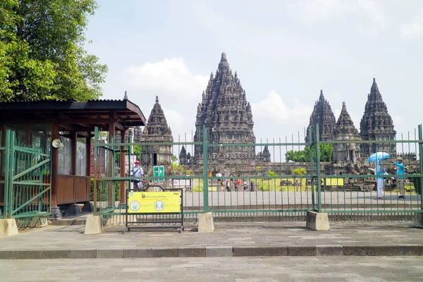 Yogyakarta Indonesia Mayo 2021 Edificio Histórico Del Templo Prambanan Con —  Fotos de Stock